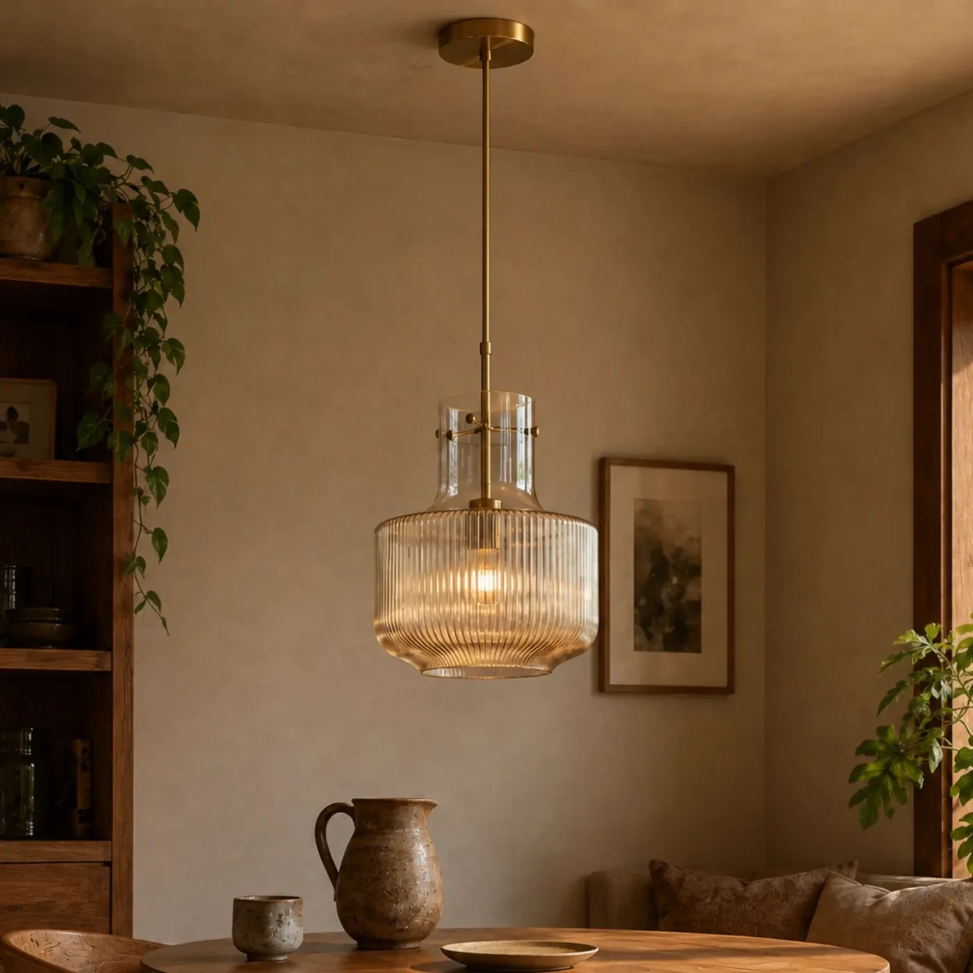 Bassela pendant in warm dining light