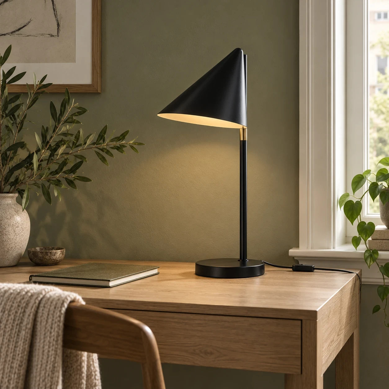 Elegant desk lamp with a sleek design, ideal for workspaces.