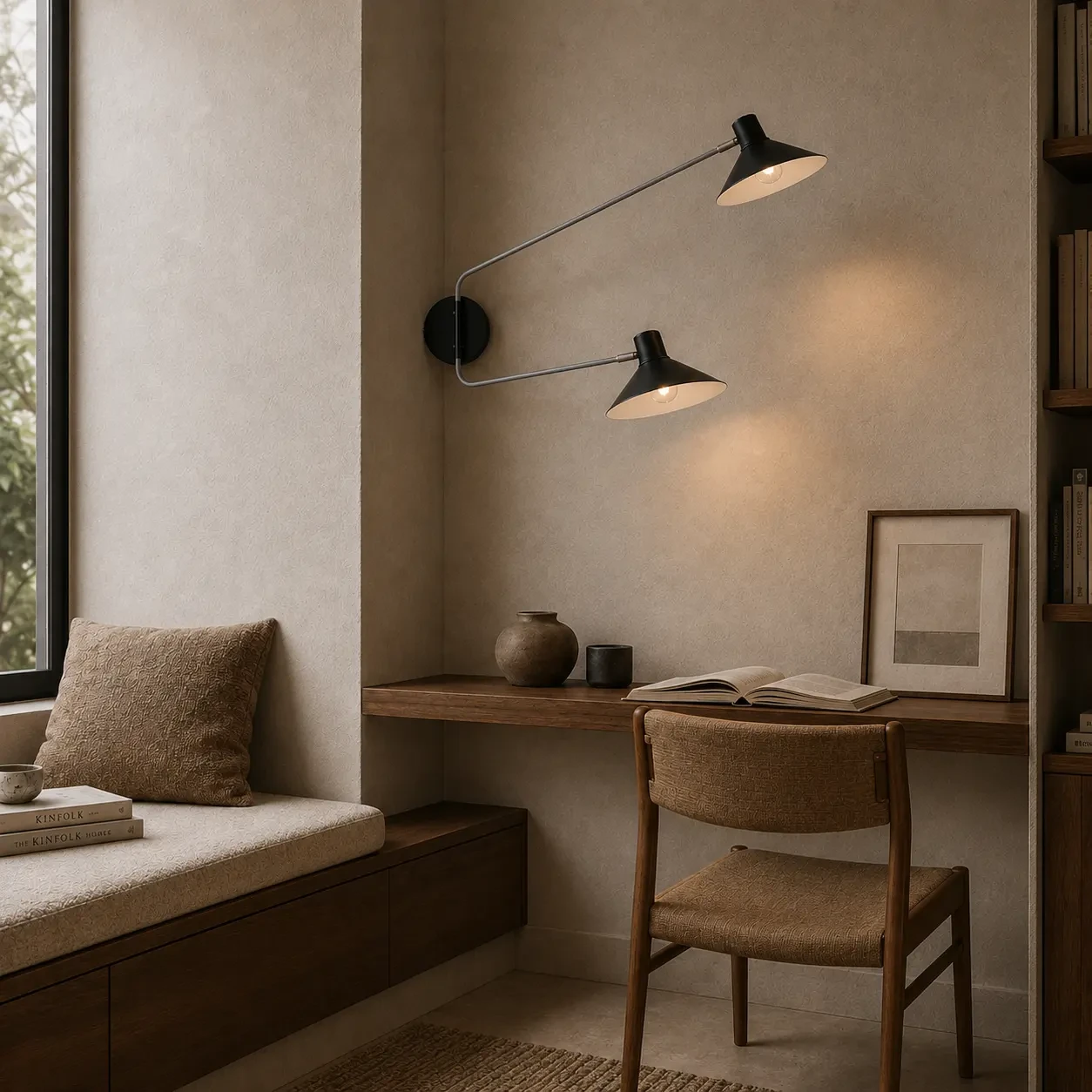 A calm workspace illuminated by Lenny.